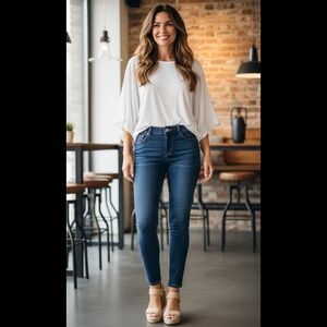 Seven7  Dark Wash Skinny Jeans with Embellished Back Pockets